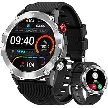 Smart Watch for Men Military Smart WatchesAnswer/Dial Calls 1.32 HD Touch Screen Rugged Smartwatch Fitness Watch with Heart Rate Monitor for iOS Android Phones IP67 Waterproof