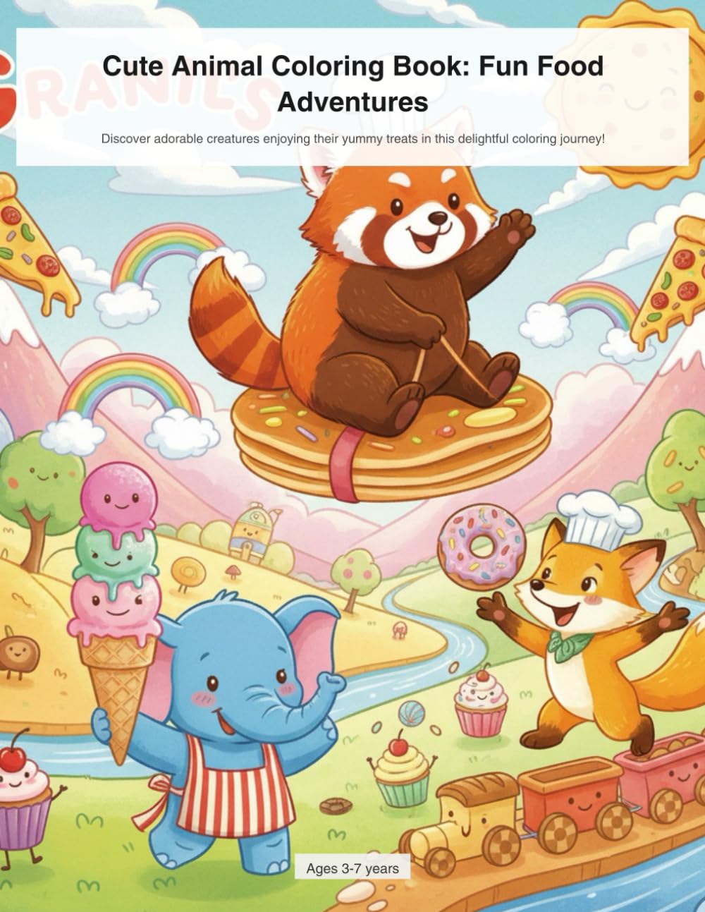 Cute Animal Coloring Book: Fun Food Adventures: Discover adorable creatures enjoying their yummy treats in this delightful coloring journey!