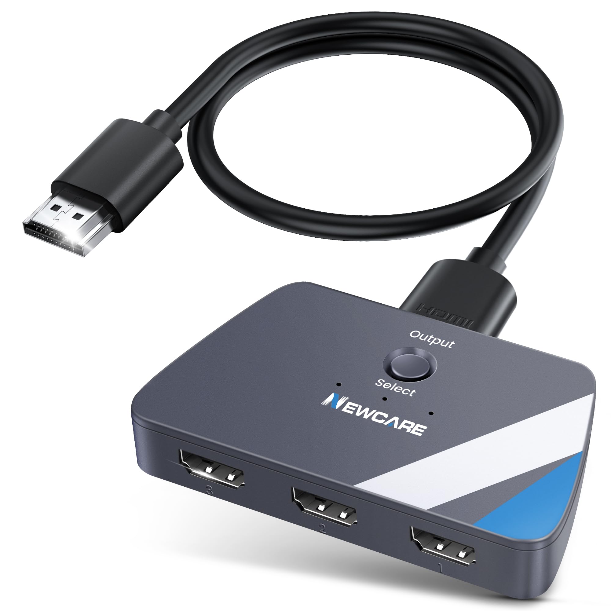 HDMI Switch 3 In 1 Out 4K@60Hz, 3 Port Aluminum HDMI Switch Box Support Auto Switching Vrr Allm Hdr 3d Audio Hdmi Splitter With Remote For Ps5 4 Xbox Pc Streaming Device