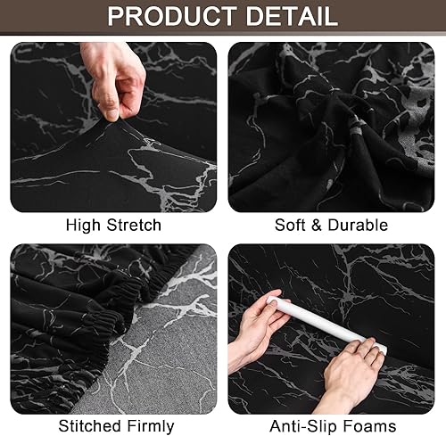 Miniatura 7 de Celevingne Funda elástica estampada para sofá de dos plazas, funda elástica con 1 funda de almohada (Merry Christmas, sofá biplaza)