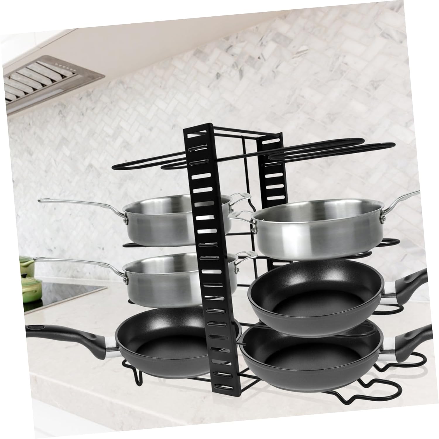 PRETYZOOM Multi-function Kitchen Organizer Rack for Lids Plates and Cutting Boards Metal Storage Non- Feet for Space-saving Kitchen Storage