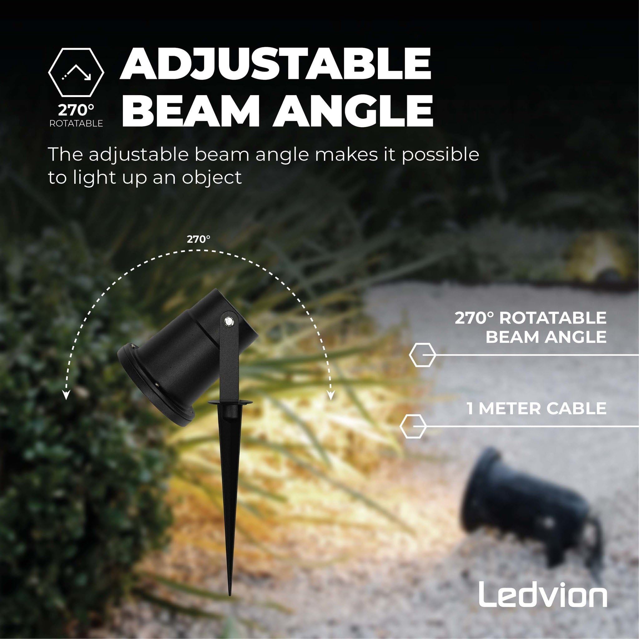 Ledvion 6er Set Gartenstrahler mit Erdspieß IP65 3W 6500K GU10 dimmbar | Fuer Garten Terrasse Einfahrt Wege Beete und dekorative Aussenbeleuchtung