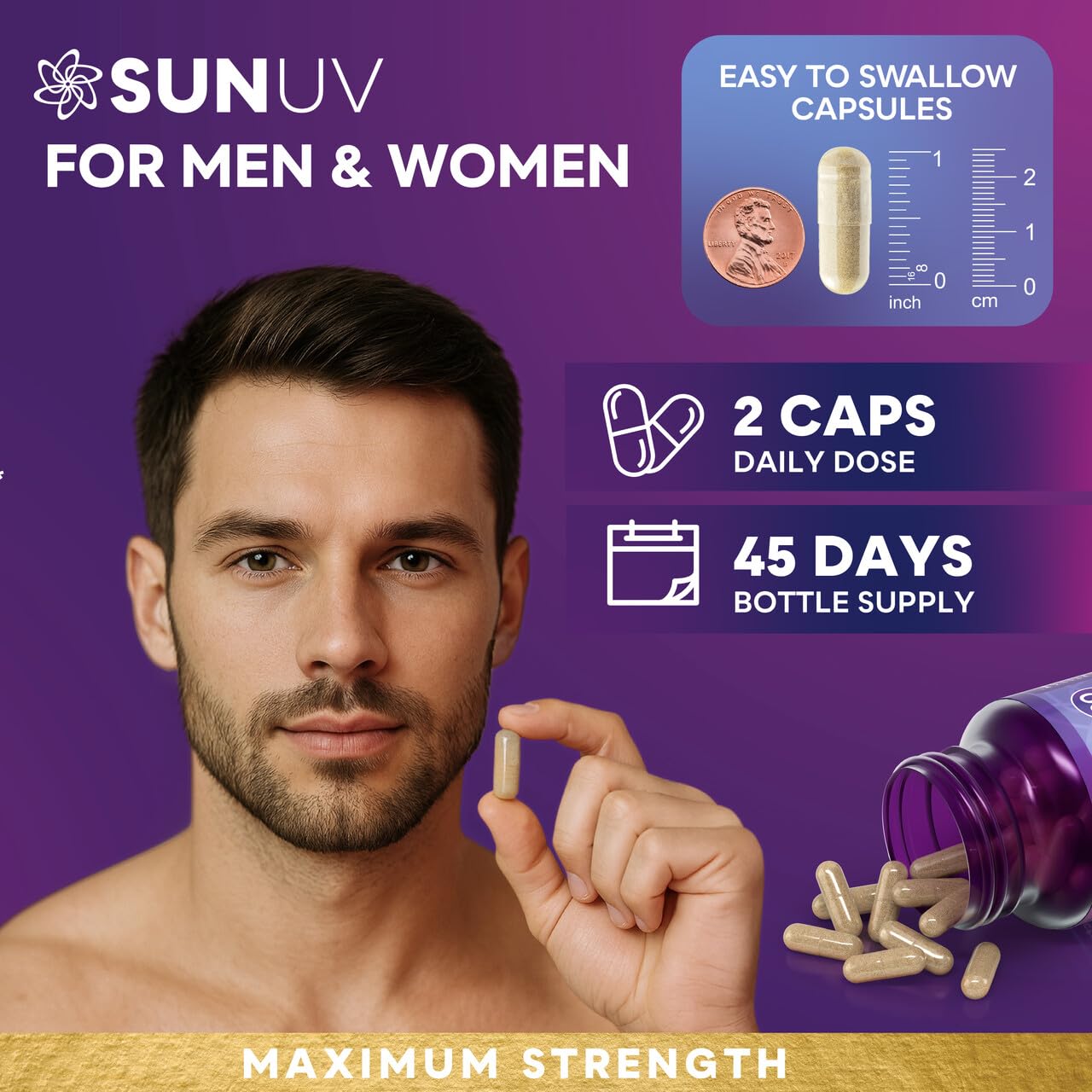 SUNUV Biotin 10,000mcg | Collagen | Keratin | Hyaluronic Acid - 80,000mcg Hair Growth Vitamins for Hair Skin & Nails Support - Women & Men - Vitamins B1,B2,B3,B5,B6,B9,B12 -Made in USA-90 Capsules — Amazon image 8