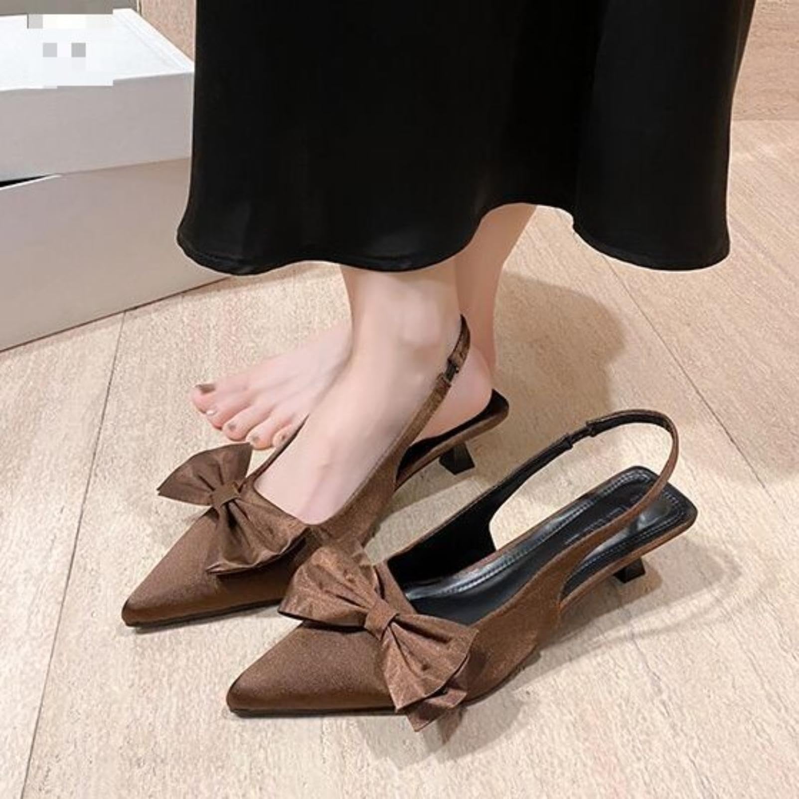 Generico Décolleté Donna Slingback a Punta con Fiocco e Tacco Basso