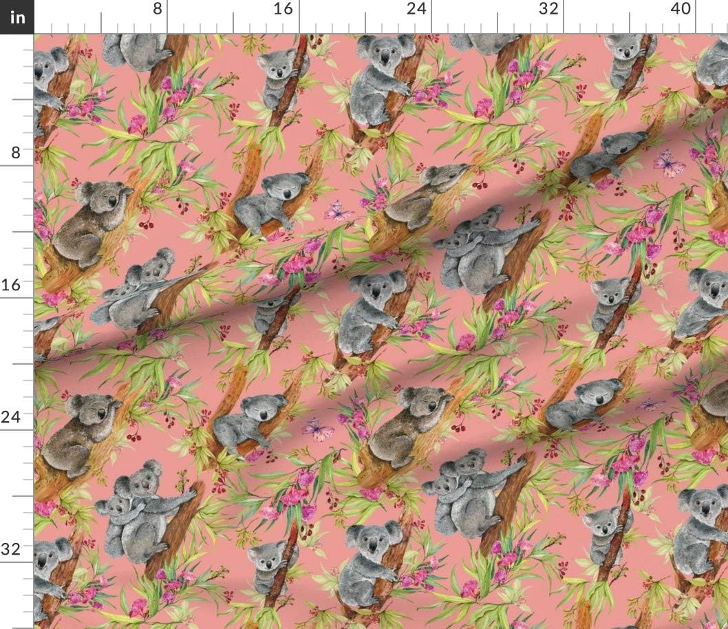 Spoonflower Fabric - Cute Gray Animals Bear Cartoon Watercolor Koala Cloth Printed on Petal Signature Cotton Fabric by The Yard - Sewing Quilting Apparel Crafts Decor