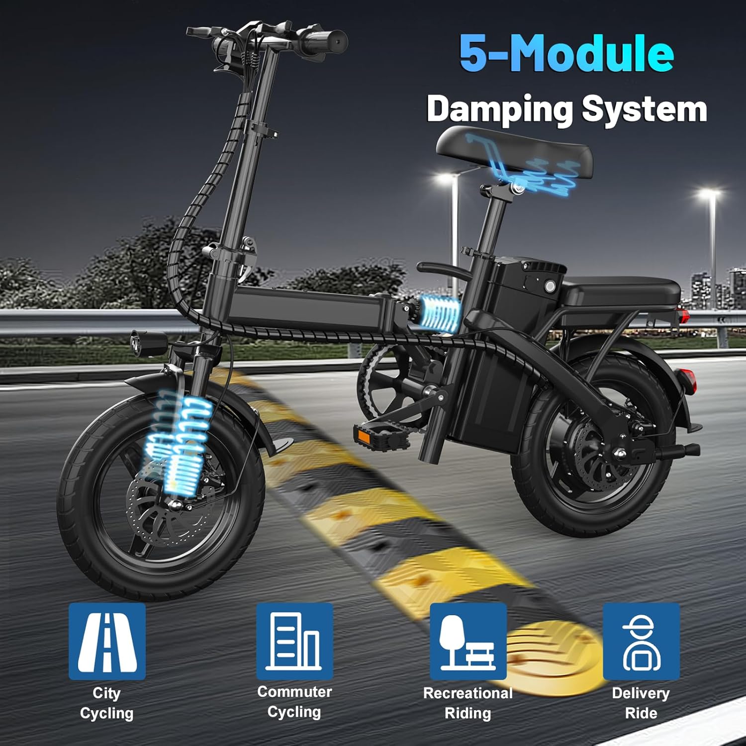 Folding Electric Bike for Adults and Teens, 14" Foldable E-Bike with 500W Motor, Commuter Mini Ebike with 48V Removable Battery UL 2849 Certified, Electric Bicycle with 20 Miles PAS Range