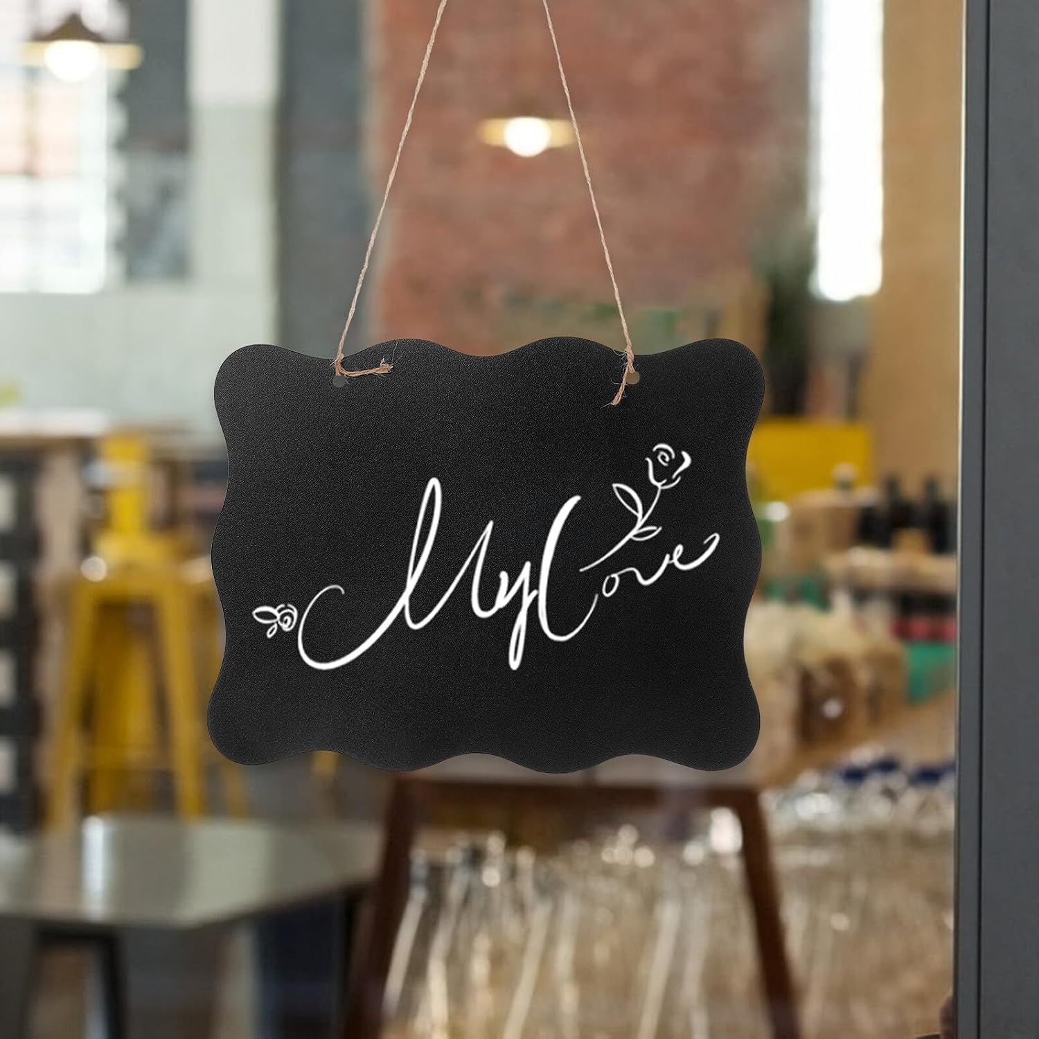 2pcs Double-Sided Wooden Blackboard Hanging Message Boards, Decorative Chalkboard Tags for Classroom and Home, Small Rustic Memo Boards for Notes and Price Tags
