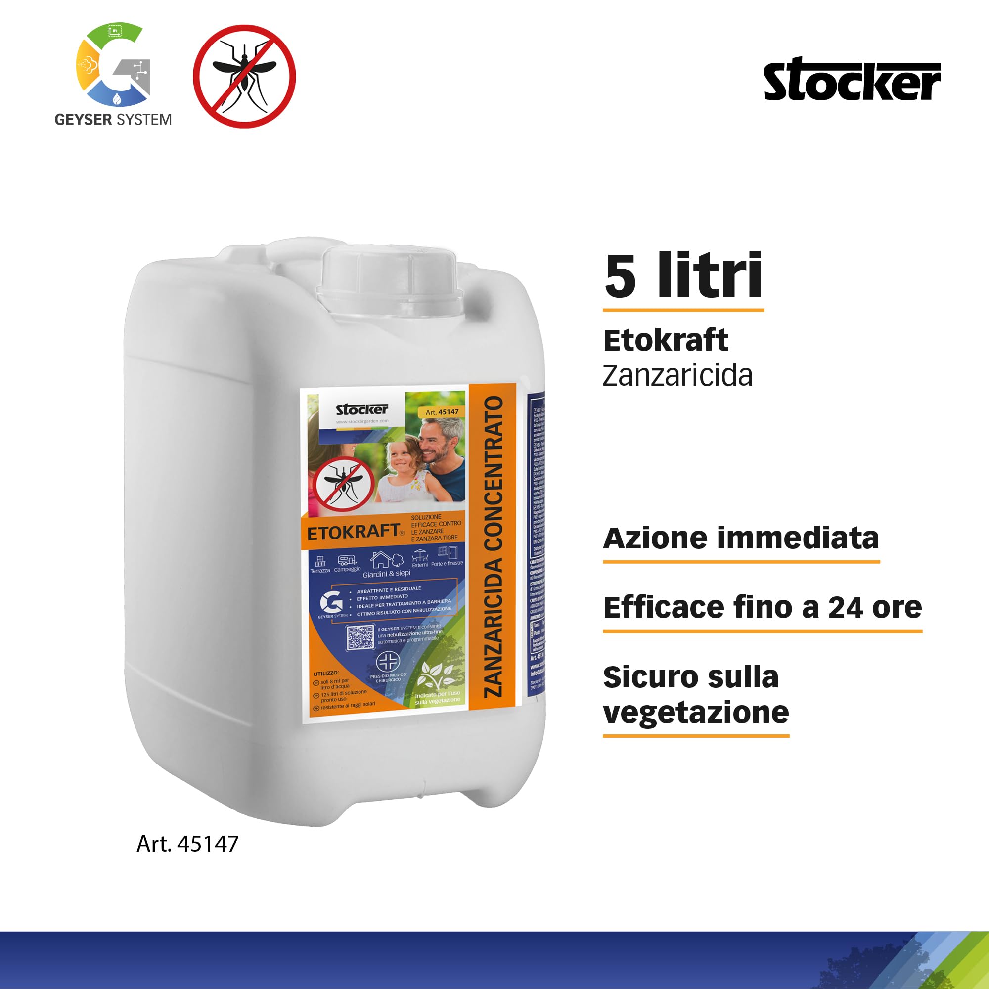 STOCKER - Nébuliseur de jardin électrique Geyser Evolution 25 L - Batterie 21 V - Kit complet anti-moustiques - Extensible jusqu'à 135 m