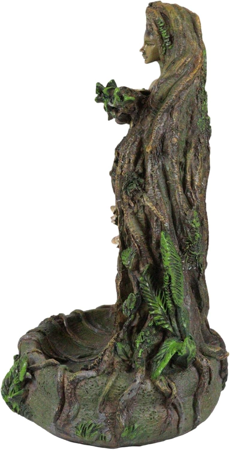 Ebros Gift Whispering Forest Celtic Greenman Tree Woman Gaia Ent Backflow Incense Cone Burner Aroma Scent Figurine Horned Goddess Tree of Life Mystical Creature Being