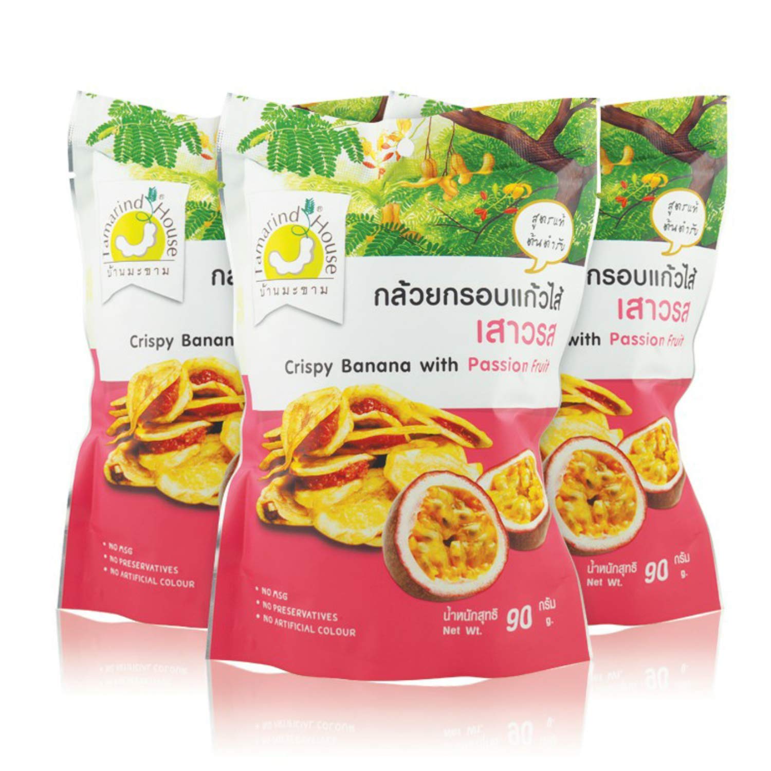 3 x 90g Thai Snack Crispy banana with passion fruit jam delicious and healthy