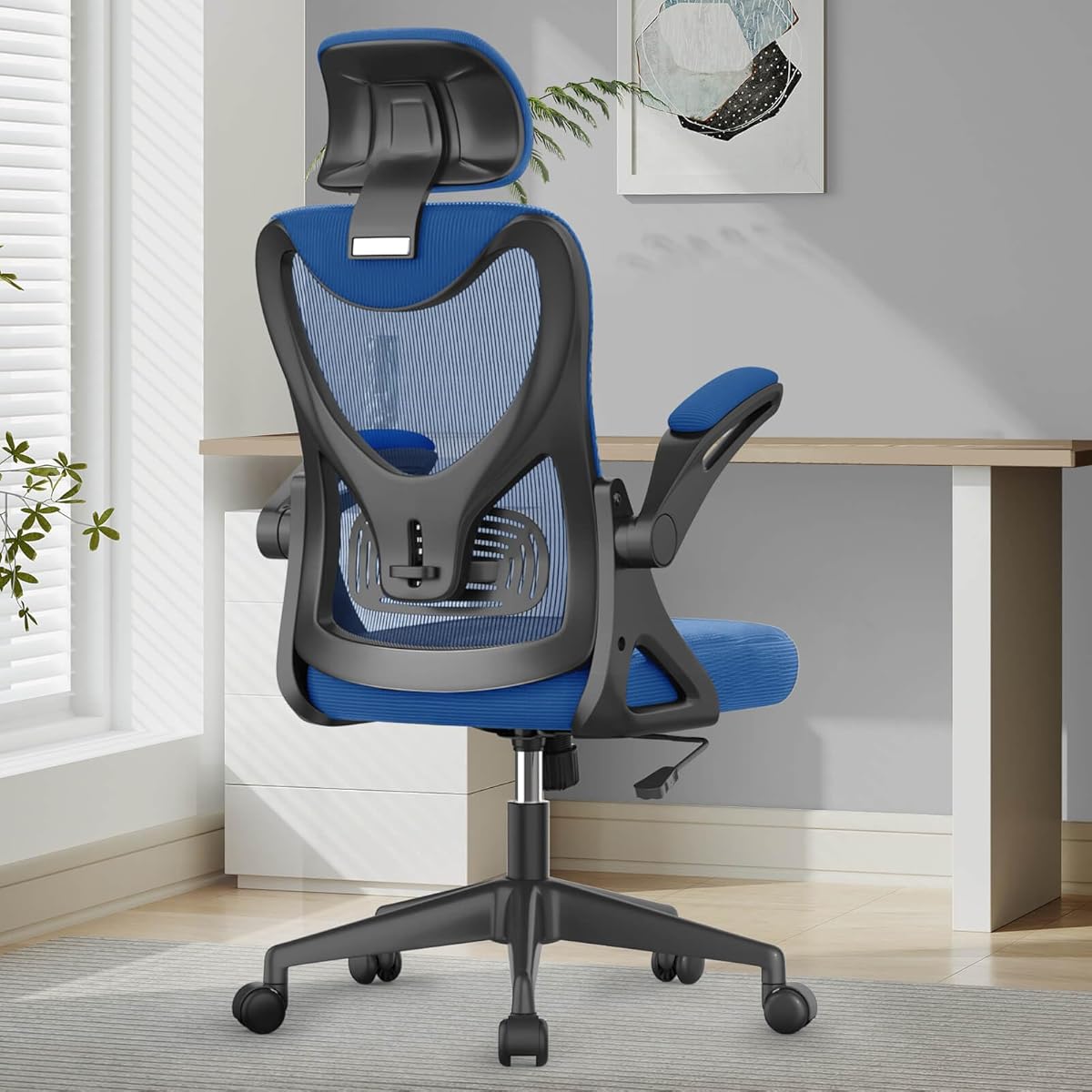 YONISEE Office Chair - Ergonomic Desk Chair with Lumbar Support Headrest Adjustable, Padded Flip-up Armrests Comfy Seat Cushion High Back Executive Manager Chair For Home Office