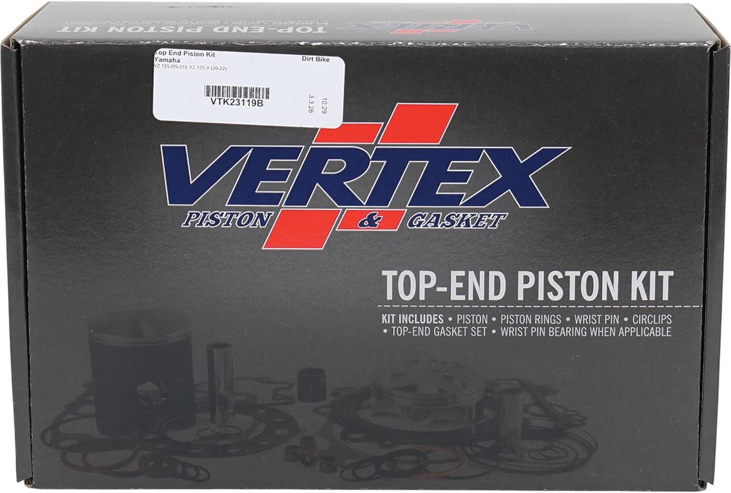 Vertex VTK23119B Vertex 53.94Mm Standard Bore Top End Piston Kit Compatible with/Replacement for Yamaha Vtk23119B