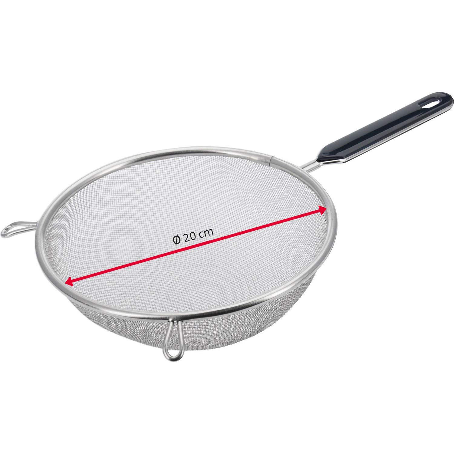 Westmark Set di Setacci, 3 Pezzi, Colino per il Tè ø 7 cm + Colini per la Casa 16 cm + 20 cm, Traditionell, Plastica/Acciaio Inossidabile, Argento/Nero, 128122E6