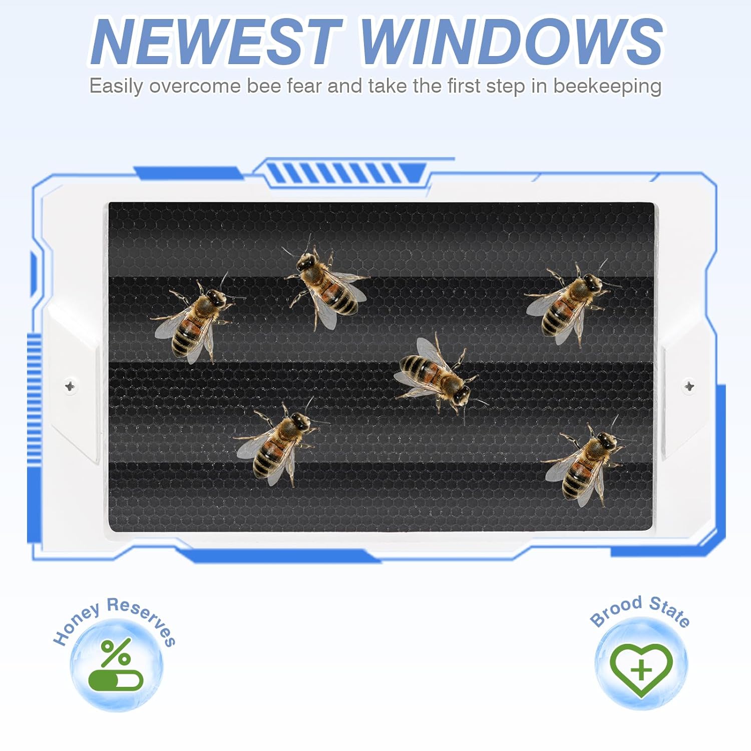 Newest Windows 10 Frame Beehive Starter Kit Hand Painted Includes Beekeeping Supplies Tools and Sting Proof Bee Suit (Assembled)