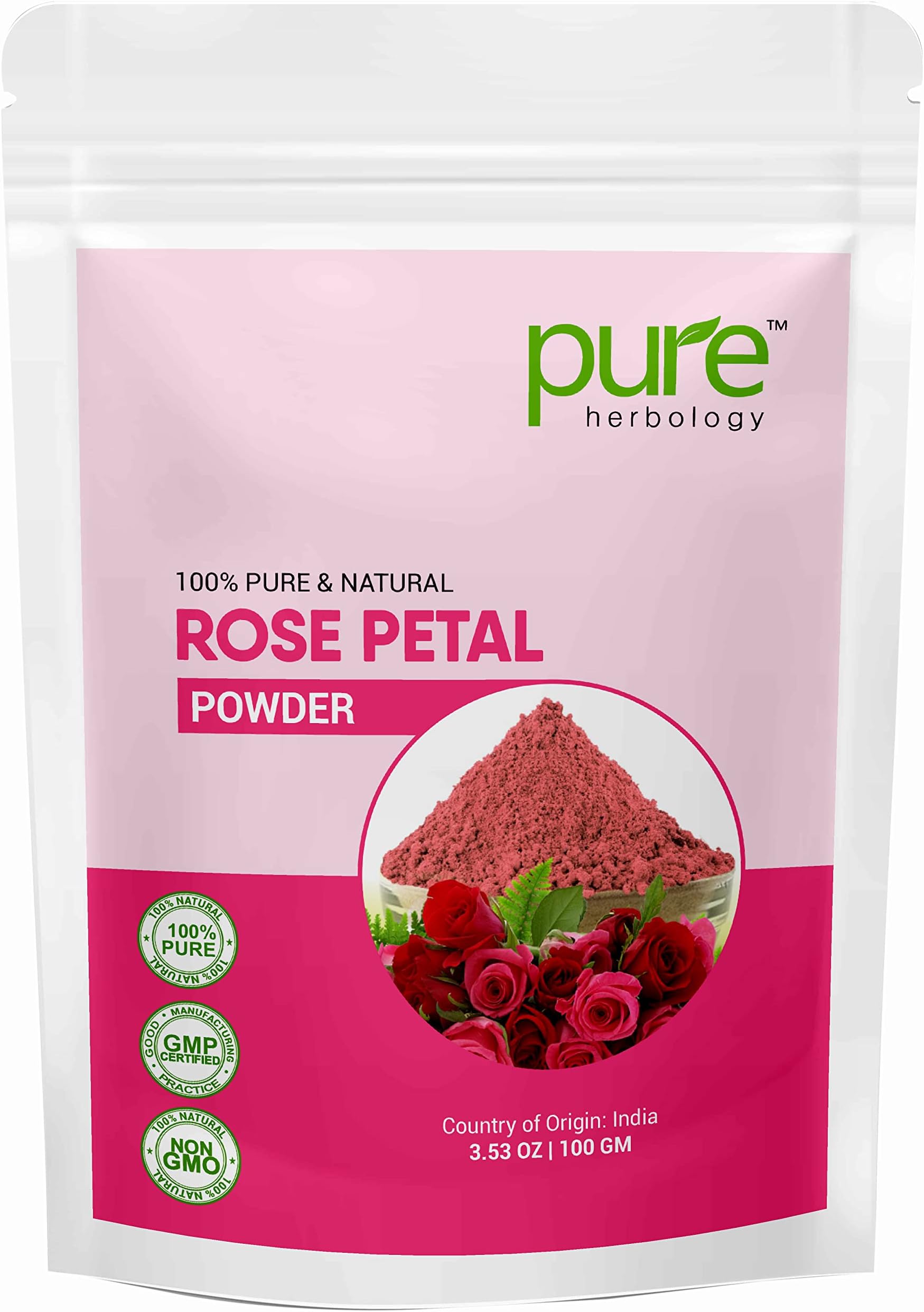 Pure and Natural Double Filtered Rose Petal Powder For Skin, Face Pack Mask for Fairness, Tanning & Glowing Skin, 100gm