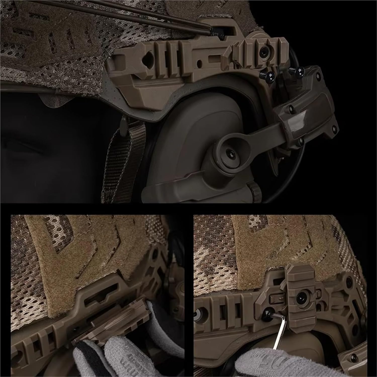 Helmet Mount for Wen_dy Rails Compatible with Dovetail Rails Adjustable for Attaching Helmet Light Airsoft Hunting Accessory