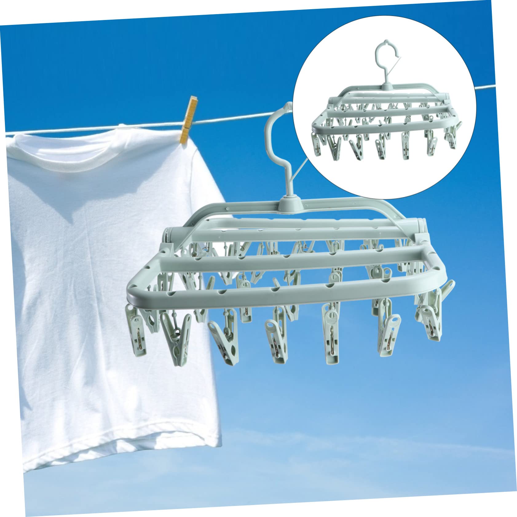 HOOTNEE Children's Underwear Drying Rack Childrens Hangers for Clothes Sock Drying Rack Clothes Drying Rack Foldable Socks Hanger Foldable Clip Hanger Folding Hangers Clothes Rack Green