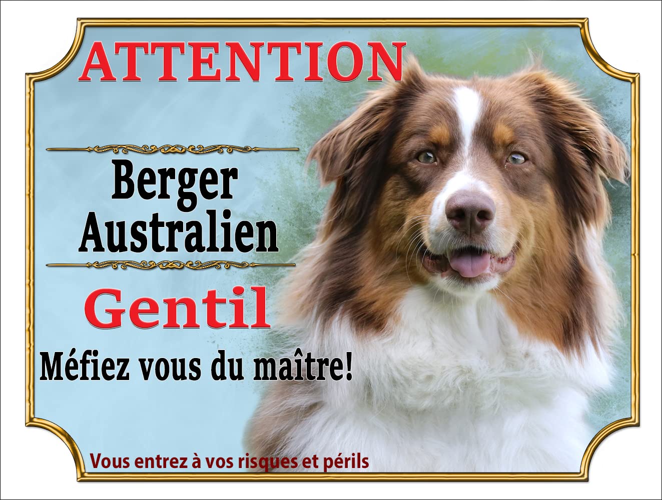 Plaque Attention Chien Cane Corso En Métal 29 X 20 Angles Arrondis Percée Aux 4 Coins Réf 55 - France