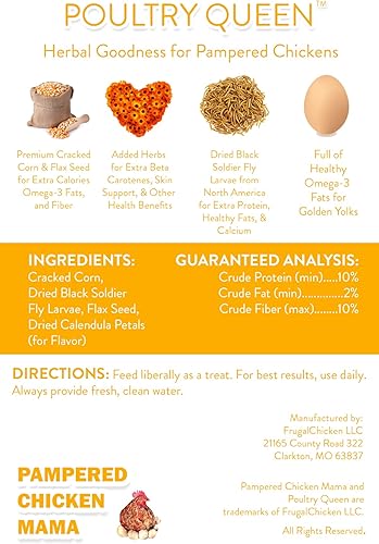 Miniatura 3 de Pampered Chicken Mama Golosinas de gusano de harina, maíz, lino y hierbas para pollos de patio trasero, alimentación en capas saludables y