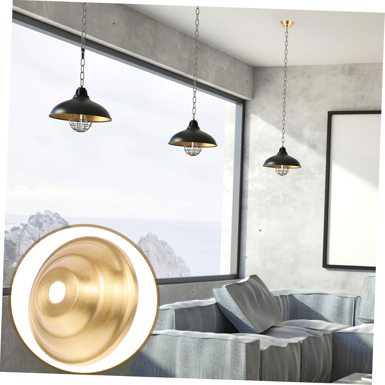 Metal Cover Chandelier Lamp Finial Base Flat Brass Lamp Holder Bracket for Light Fixture