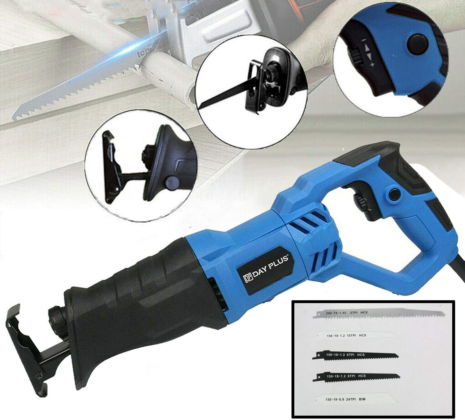 Sega a mano universale 900 W con 5 lame per seghetto, profondità di taglio max. 160 mm, per legno e metallo, alluminio e plastica