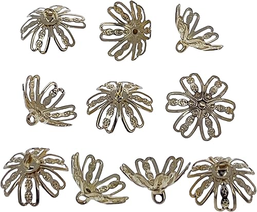 10 tapas grandes de adorno de metal en tono dorado, adornos de bola o huevo, tapas de extremo de 0.59 pulgadas