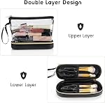 Clear Makeup Bag, Small Makeup Bag for Purse Travel Makeup Bag for Women TSA Approved Cosmetic Bag Waterproof Toiletry Bag (Black)