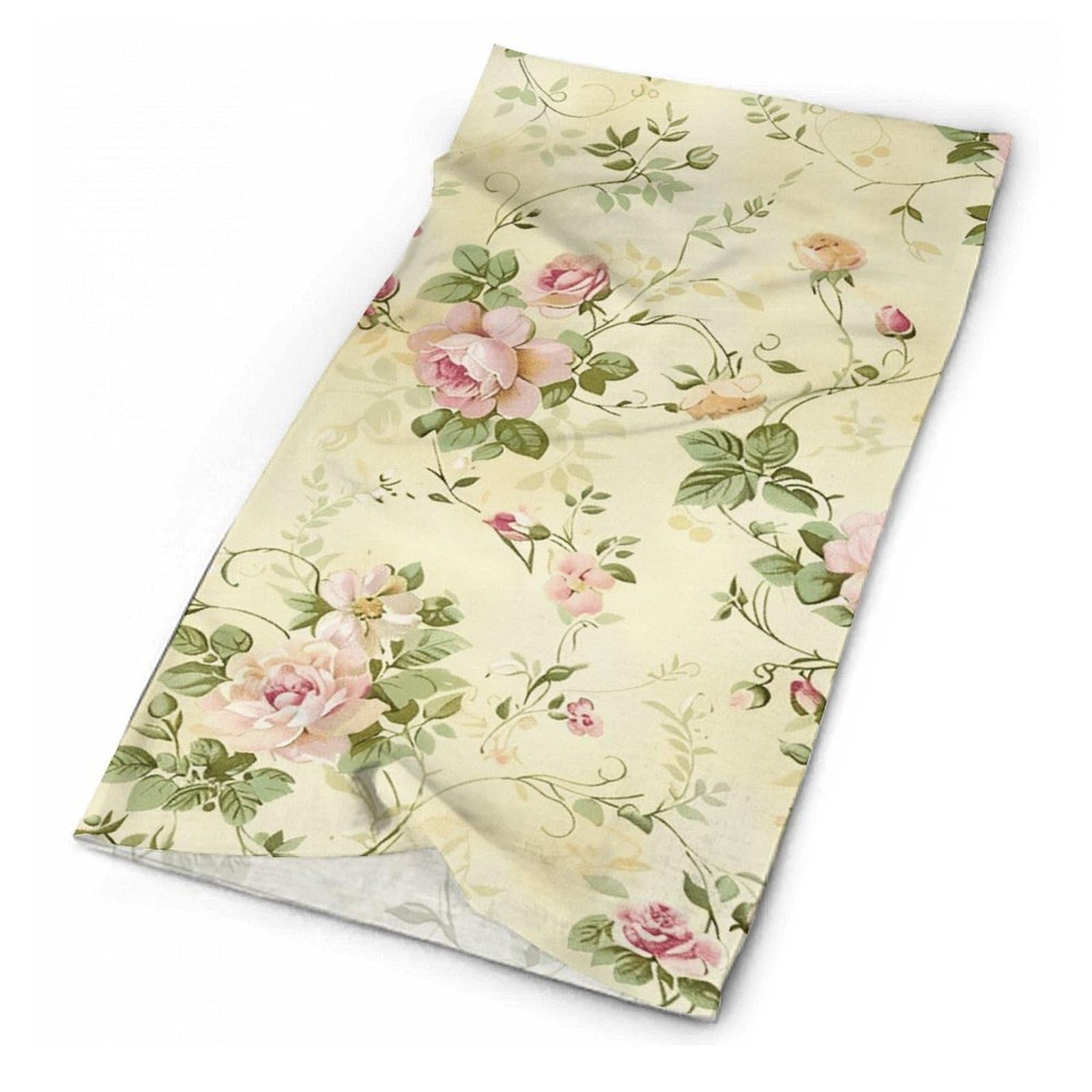 FZQVSGW Small Cream Flowers Balaclava Breathable Neck Gaiter Neck Face Mask Windproof Scarf Face Cover for Men Women
