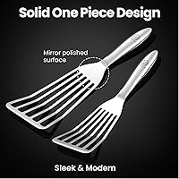 Vista 5 de Juego de espátulas de pescado de acero inoxidable – 1 espátula grande para pescado + 1 espátula pequeña de metal, borde ultra delgado para voltear