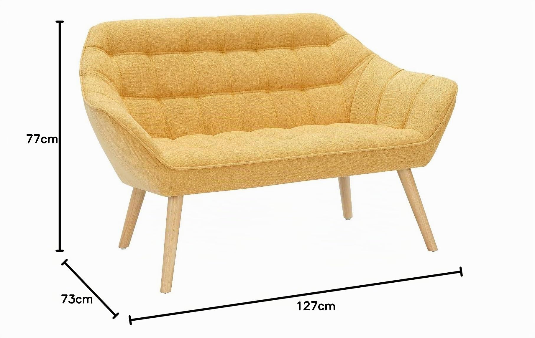 Vente-unique - Canapé 2 Places en Tissu Jaune Moutarde Caserta