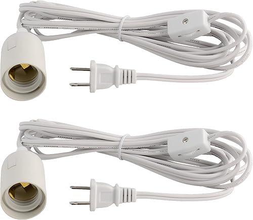 ABI E26 - Adaptador de cable de alimentación de CA de 2 clavijas con interruptor de encendidoapagado, cable de 12 pies (paquete de 2)