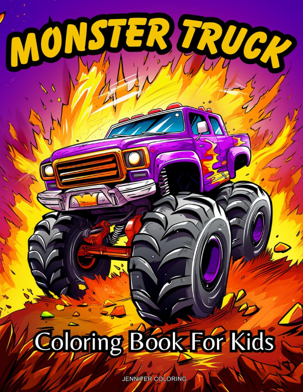 Monster Truck Coloring Book For Kids: Thrilling Big-Wheel Adventures ...