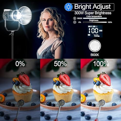 Miniatura 3 de GVM - Luz de video LED de 300 W, CRI 97+ 5600k, 91500