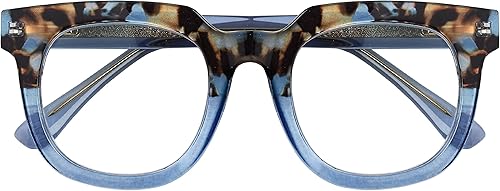 Peepers de PeeperSpecs - Lentes de lectura Showbiz Soft para mujer, cuadrados, con bloqueo de luz azul, Cuarzo AzulAzul, 50
