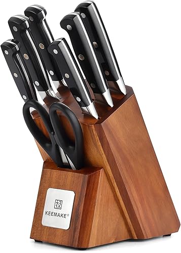 Miniatura 17 de KEEMAKE Juego de cuchillos de cocina, 3 cuchillos afilados de acero inoxidable de alto carbono para cocina con mango ergonómico, juego de cuchillos