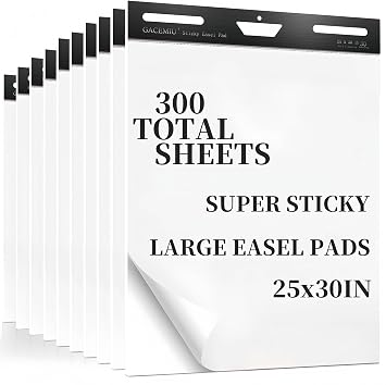 Sticky Easel Pad,30 Sheets/Pad, Super Sticky -10 pads,25 x 30 in