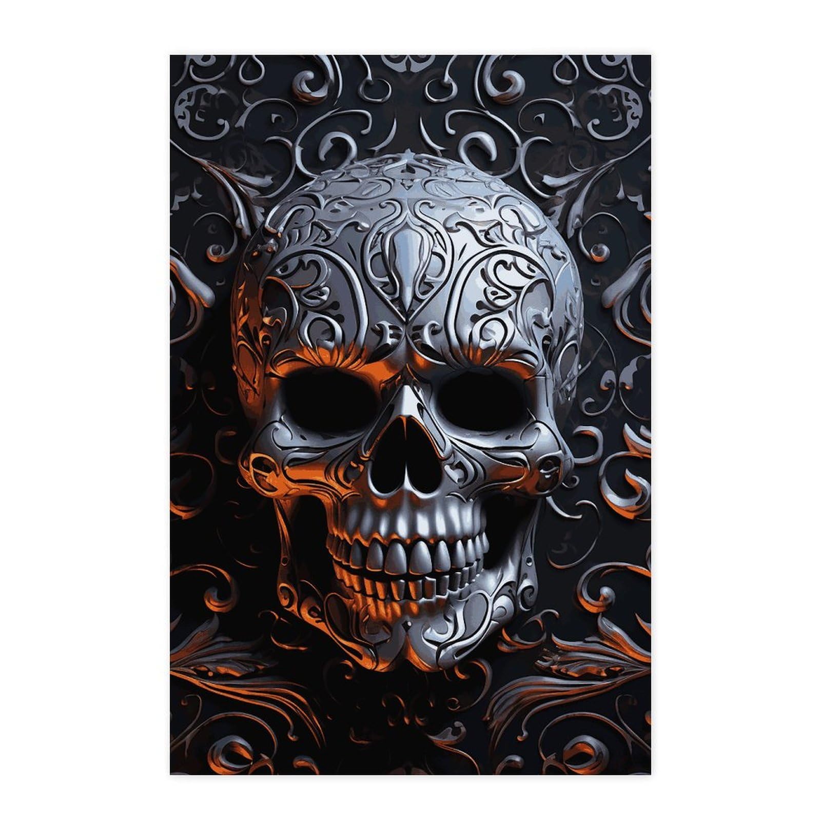 Poster autocollant tête de mort en papier amovible pour chambre
