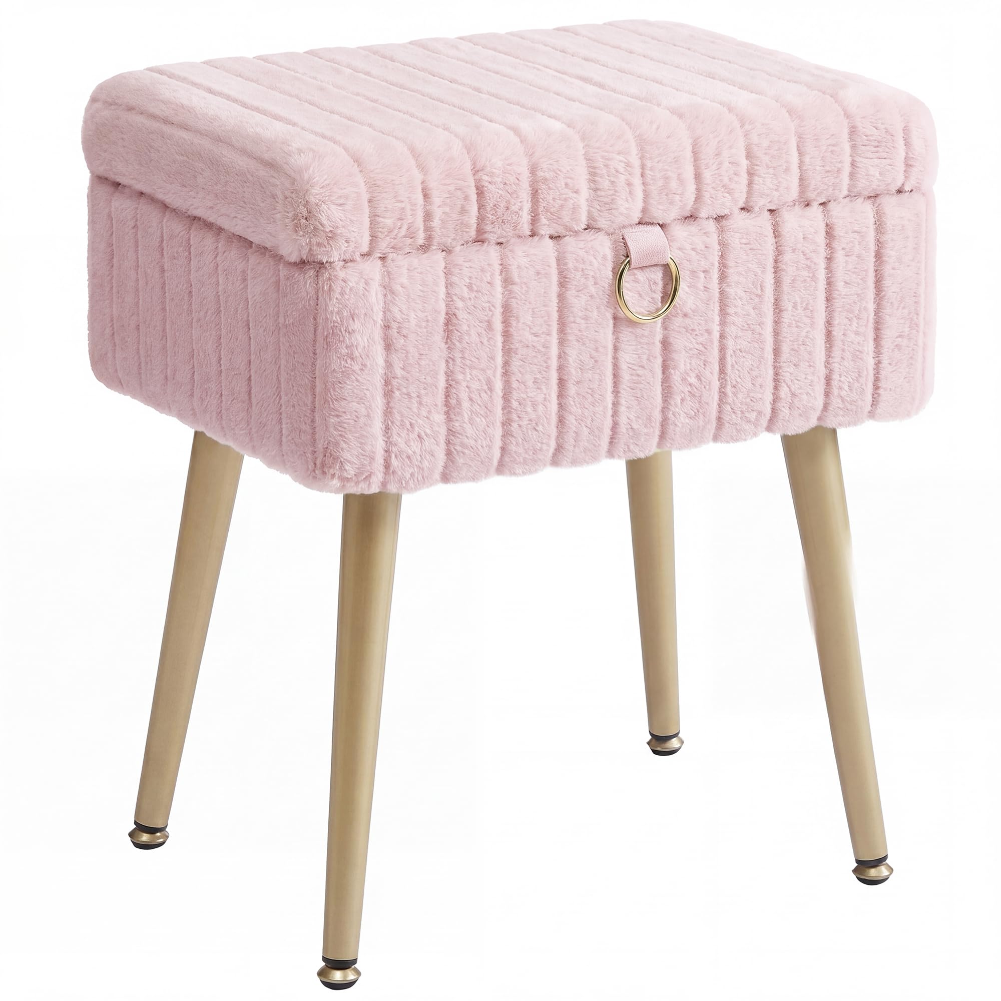 SONGMICS Vanity Stool Chair with Storage, Metal Legs, Max. Load 440 lb