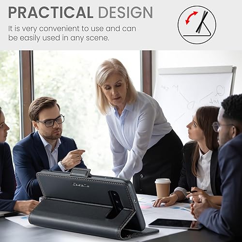 Miniatura 5 de Funda tipo cartera para Samsung Galaxy S10+ Plus, con soporte magnético, funda protectora de cuero con ranuras para identificación y tarjetas de