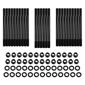 26-Piece Cylinder Head Stud Bolts Kit Gaskets Nuts Compatible with 1998-2018 Dodge Cummins 24 V Diesel 5.9 L 6.7 L Replace 247-4202