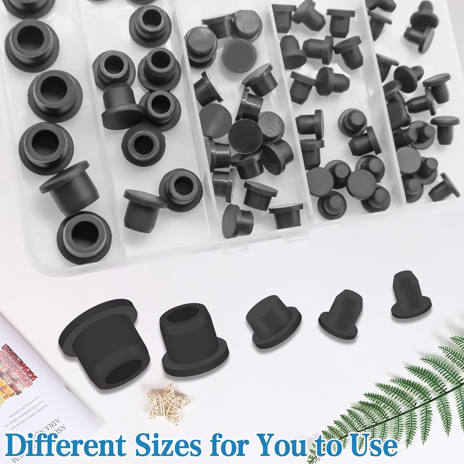 76 Pcs Rubber Stoppers in Five Hole Plug Sizes, Various Sizes of Round Hole Silicone Tool, Rubber Plugs for Round Holes, Silicone Plugs Suitable for Car Wiring Furniture thumbnail