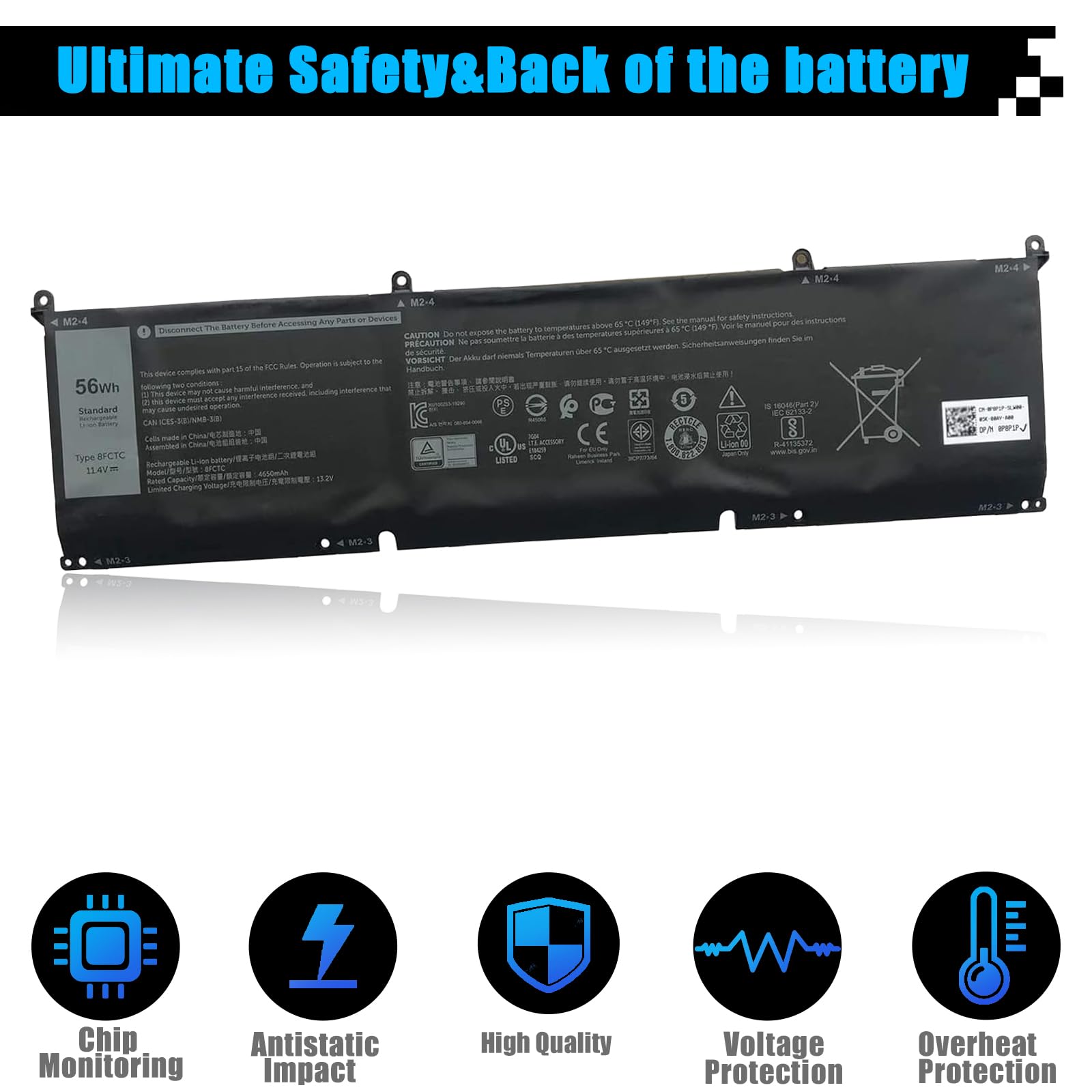 Batterie Pour Dell XPS 15 9500 Et Precision 5550 - Référence 8FCTC A - Occasion - EAN 0061665218032