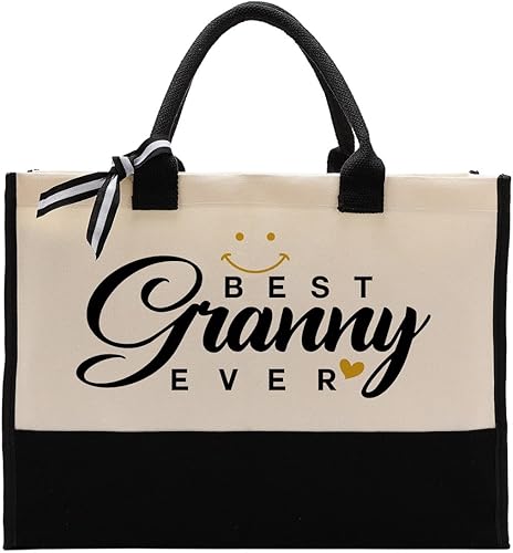 Bolsa de lona para abuela, Best Granny Ever, bolsa de lona de algodón, regalo del día de la madre para abuela, regalo de cumpleaños de abuela, bolsa