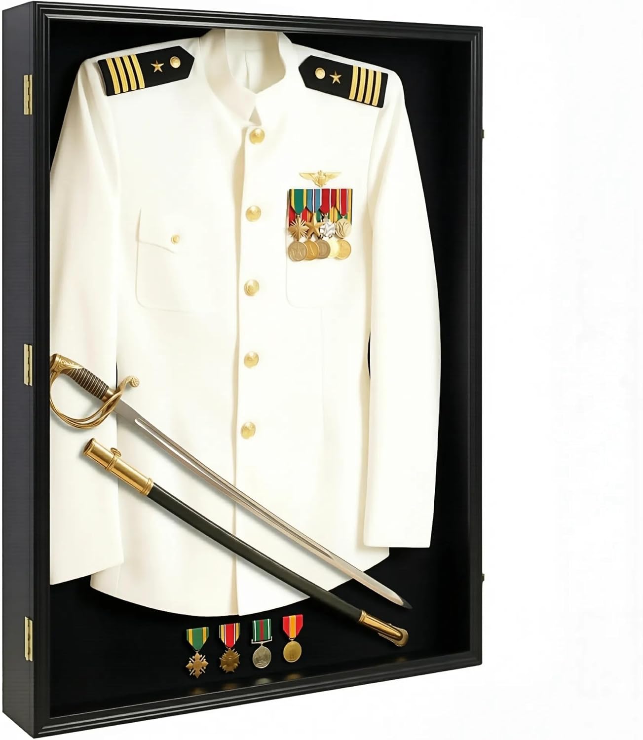 Large Jersey Display Case Frame Shadow Box to Display a XL Football Baseball Hockey Jersey, Military Uniform Motorcyle Jacket, UV Protection Acrylic Door Black Finish