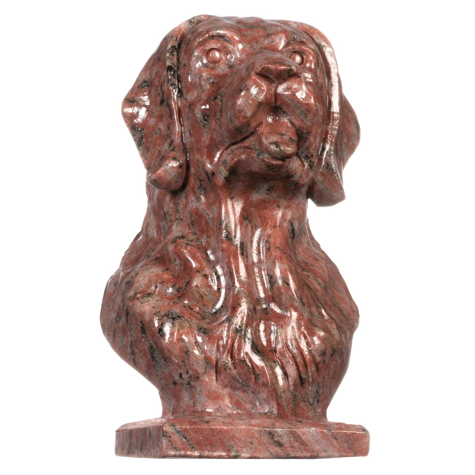mookaitedecor Hand Carved Natural Sesame Red Stone Dog Figurine Sculpture Animal Ornament for Home Indoor Dog Bust Art Statue Novelty Gift for Dog Lover Collectible Figurine Red Room Decor