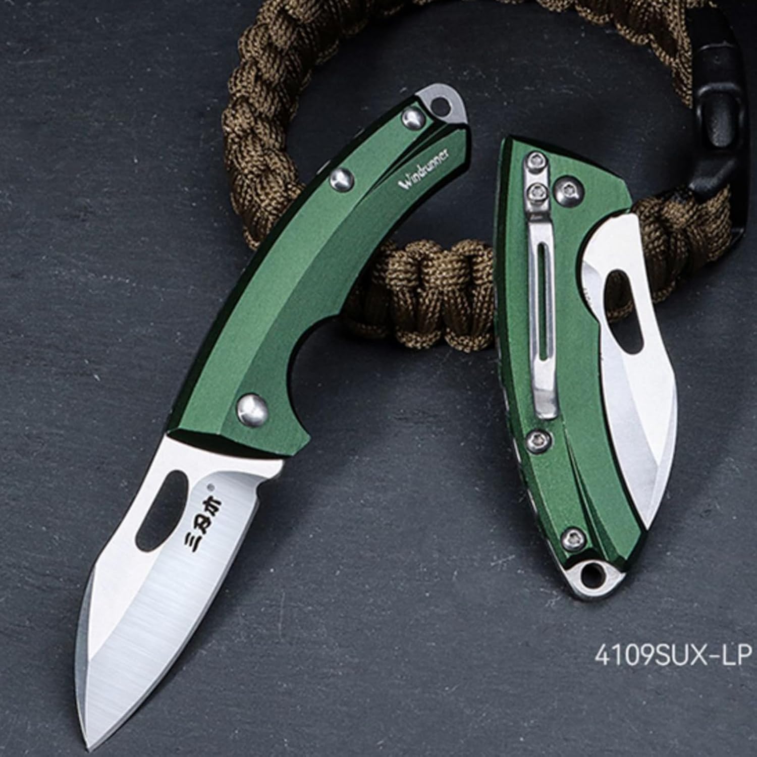 Sanrenmu Mini Folding Utility Knife with Pocket Clip 4Cr15N Blade 1.97“ Length Knife Lightweight Alloy Aluminum Handle (Green)