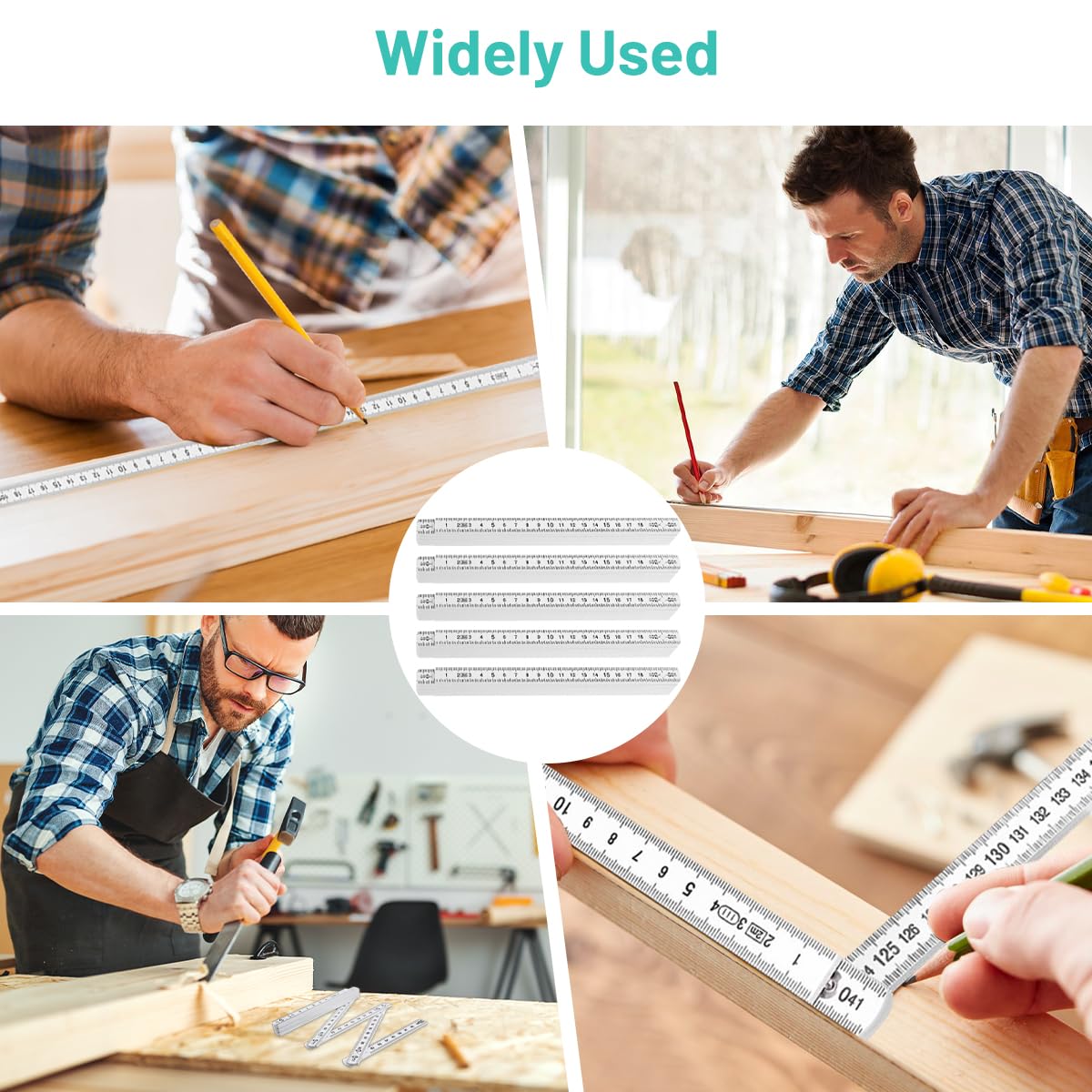 5 piezas regla plegable 2 metros – regla de bricolaje robusta y portátil, mini metro para artesanos y trabajo en madera, ideal para medición de longitud