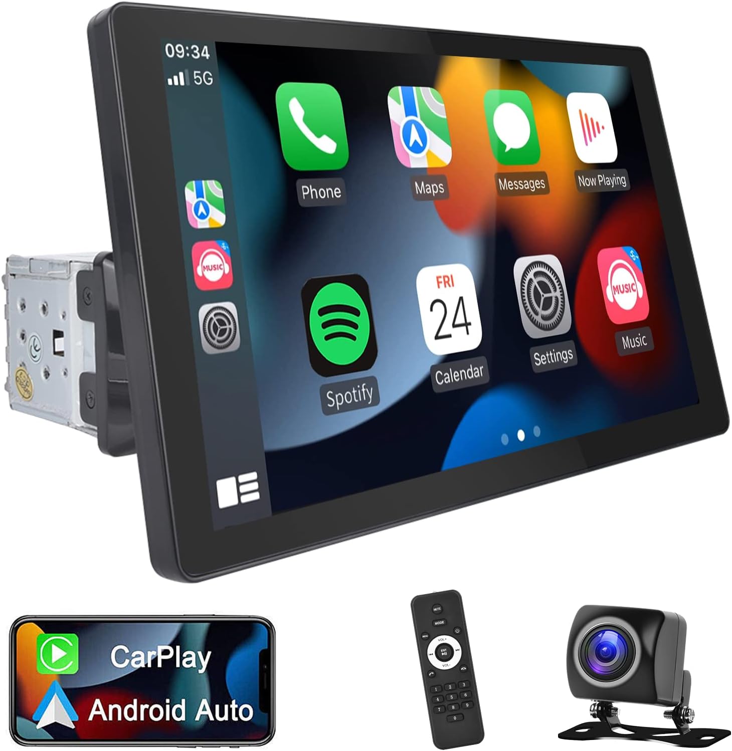 Podofo 1 DIN Autoradio mit Apple Carplay Android Auto 9 Zoll Bildschirm ...