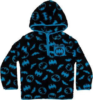 Boys Sherpa Zip-Up Fleece Hoodie, DC Comics Superhero Sherpa Zip-Up Fleece Hooded Sweatshirt for Boys