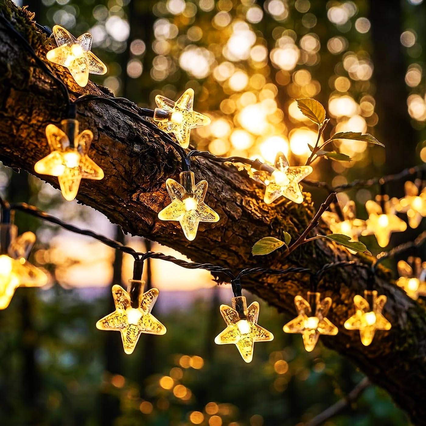 MUCHER Solar Fairy Lights Stars Outdoor Waterproof 50LED Solar Garden Lights 8 Mode 9.5M/31Ft Indoor/Outdoor String Lights for Garden Patio Yard Home Christmas Parties Wedding